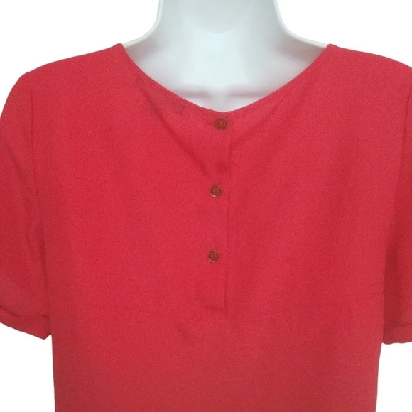 Attitude by  Jay Manuel Blouse/T-shirt Brass Studs, Checker, Red, M - Picture 7 of 9